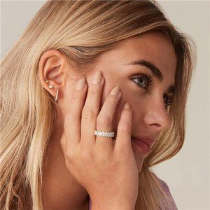 14K Gold Plated CZ Oval Love Ring | Stackable Eternity Rings
